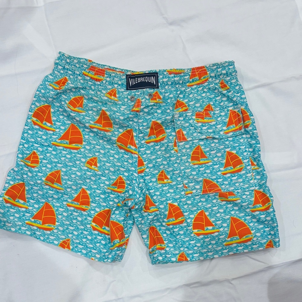 Vilebrequin Turquoise Sailboat Print Swim Shorts